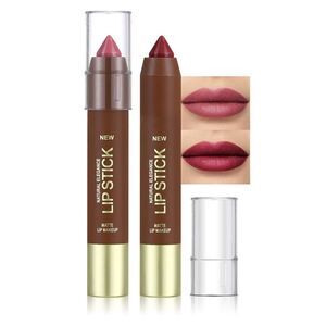 2Pcs Matte 24 Hour Mauve Cherry Red Lipstick Crayon Set For Women
